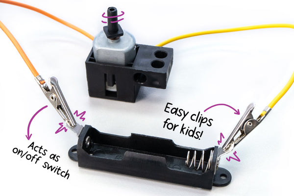 Small Motor w/Leads & Mount, Adapter Pin, AA Single Battery Holder