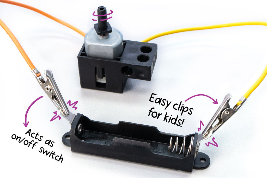 Small Motor w/Leads & Mount, Adapter Pin, AA Single Battery Holder –  TeacherGeek